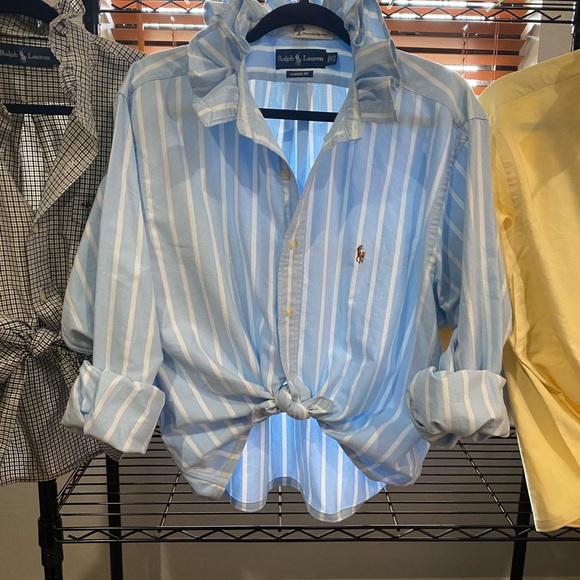 Ralph Lauren Classic Fit Bright Blue & White Striped Button-Down Shirt - Picture 3 of 4